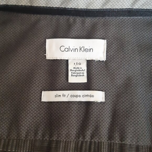 Calvin Klein SZ L Slim Fit Black/White Glen Check Men's Shirt ⚡️BUY 3 for $55⚡️ - Picture 6 of 14